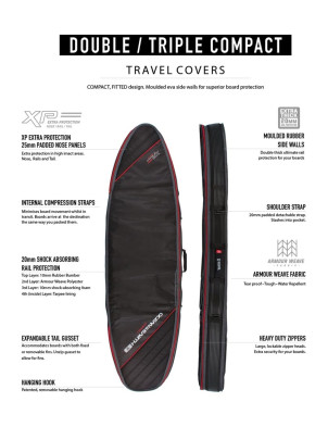 Ocean & Earth Triple Compact Shortboard surfboard bag 10mm 6ft 8 - Black/Red
