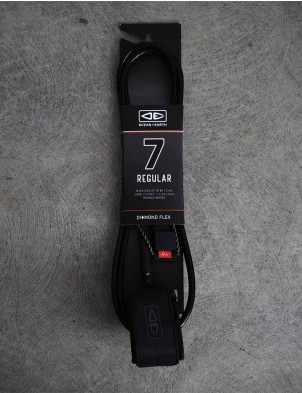 Ocean & Earth Regular Diamond Flex Mould Surfboard Leash 7ft - Black