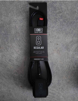 Ocean & Earth Regular Diamond Flex Mould Surfboard Leash 8ft - Black