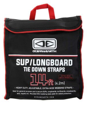 Ocean & Earth SUP/Longboard Tie Down 4.0 Metre roof rack straps - Black