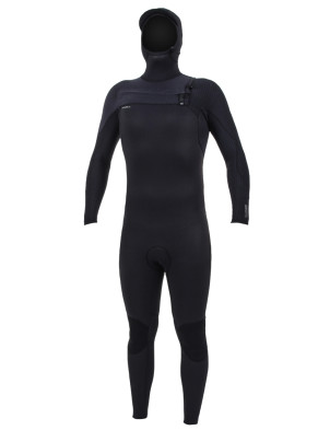 O'Neill Hyperfreak Chest Zip 4/3+mm Hooded Wetsuit - Black/Black