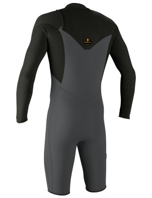 O'Neill Hyperfreak Chest Zip Long Sleeve Shorty 2mm wetsuit - Smoke/Raven