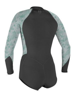 O'Neill Ladies Bahia Long Sleeve Shorty 2/1mm wetsuit  - Graphite/Mirage Tropical