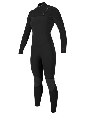 O'Neill Ladies HyperFreak Chest Zip 5/4+mm Wetsuit - Black/Black