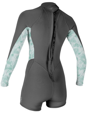 O'Neill Ladies Bahia Long Sleeve Shorty 2/1mm wetsuit - Graphite/Mirage