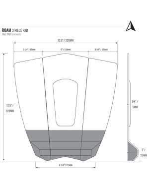 Roam 3 Piece Surfboard Tail Pad - Grey 