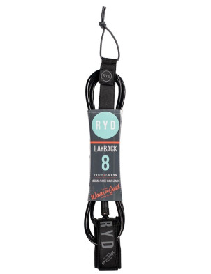 RYD Layback surfboard leash 8ft - Black/Grey