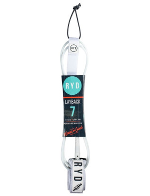 RYD Layback Surfboard Leash 7ft - White/Grey