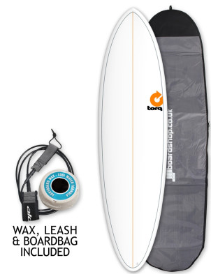 Torq Mod Fun surfboard package 6ft 8 - White/Pinline