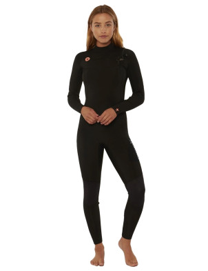 Sisstrevolution 7 Seas Ladies Chest Zip 5/4mm Wetsuit - Solid Black