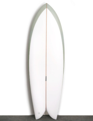 Son of Cobra Classic Twin surfboard 5ft 4 Futures - White/Olive Rail