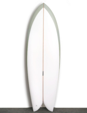 Son of Cobra Classic Twin Surfboard 5ft 10 Futures - White/Olive Rail