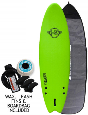 Surfworx Banshee Hybrid soft surfboard 6ft 6 package - Apple Green