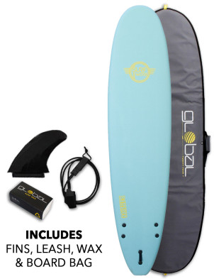 Surfworx Banshee Mini Mal soft surfboard 8ft 0 package - Ice Mint