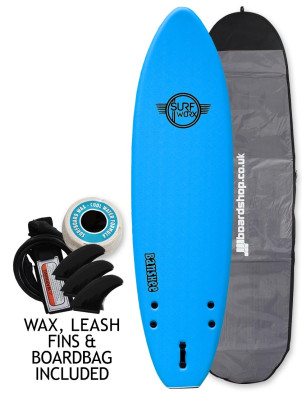 Surfworx Banshee Mini Mal soft surfboard 6ft 0 Package - Azur Blue