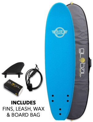 Surfworx Base Mini Mal soft surfboard package 7ft 0 - Azure Blue