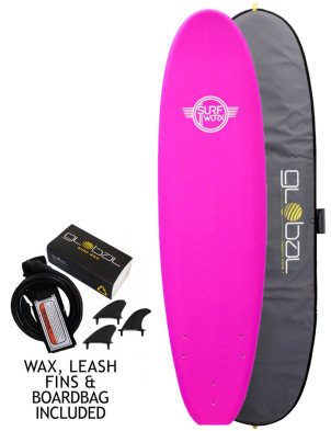 Surfworx Base Mini Mal soft surfboard package 7ft 0 - Pink 