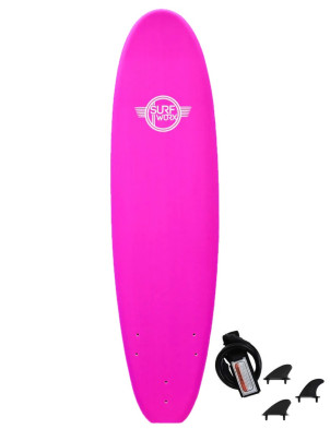 Surfworx Base Mini Mal soft surfboard 7ft 0 - Pink 