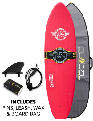 Surfworx Hellcat Mini Mal soft surfboard package 6ft 0 - Red