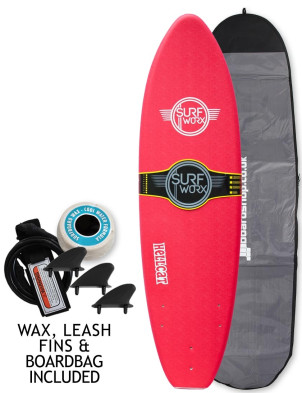 Surfworx Hellcat Mini Mal soft surfboard package 6ft 0 - Red