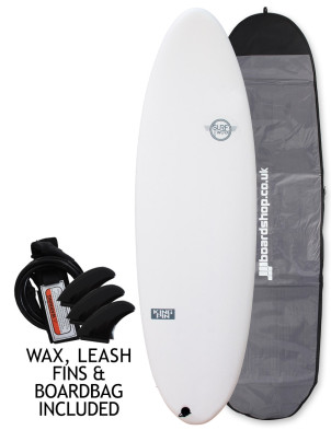 Surfworx Pro-line King Pin Hybrid soft surfboard 6ft 4 package - White