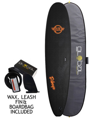 Surfworx Ribeye Longboard Soft Surfboard 9ft 0 Package - Black