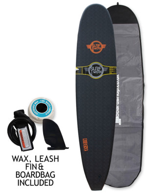 Surfworx Ribeye Longboard Soft Surfboard 9ft 0 Package - Black