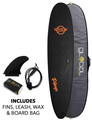 Surfworx Ribeye Mini Mal soft surfboard 8ft 0 Package - Black