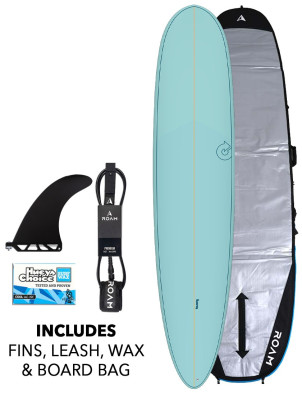 Torq 24/7 Longboard surfboard 9ft 0 Package- Laguna Sea Glass