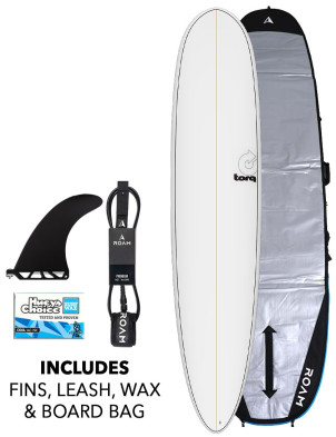 Torq 24/7 Longboard surfboard 9ft 0 Package - White + Pinline