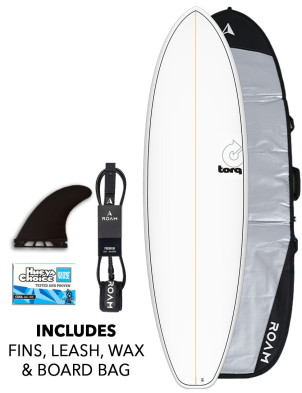 Torq Big Boy Surfboard 7ft 2 Package - White + Pinline