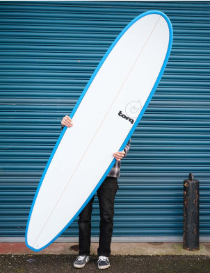 Torq Mini Long surfboard 8ft 0 - Navy Blue/White/Pinline