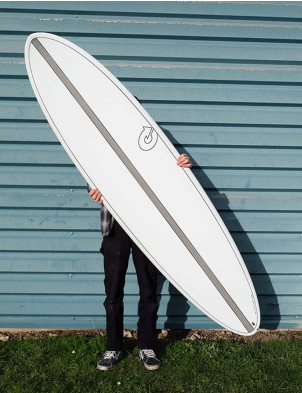 Torq Mod Fun Mini Mal surfboard 7ft 2 package - White/Carbon Strip