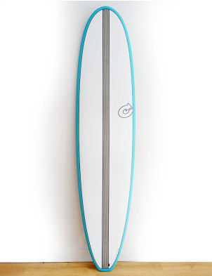 Torq Longboard Surfboard 8ft 0 - White/Teal/Carbon Stripe
