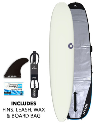 Torq Longboard surfboard 8ft 0 Package - Pop Ivory