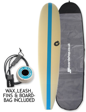 Torq Long EVA Soft Top Surfboard 9ft 1 Package - Sand/Blue Croc Skin