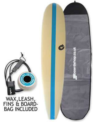 Torq Long EVA Soft Top Surfboard 9ft 0 Package - Sand/Blue Croc Skin