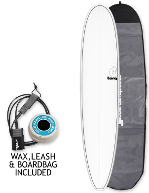 Torq Longboard surfboard package 8ft 6 - White/Pinline