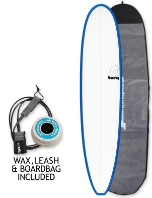 Torq Mini Long surfboard package 8ft 0 - Navy Blue/White/Pinline