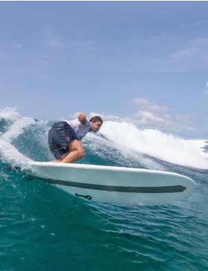 Torq Mini Long surfboard 8ft 0 - White/Carbon Strip