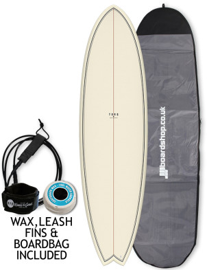 Torq Mod Fish surfboard 6ft 6 Package - Cream Fibre Pattern