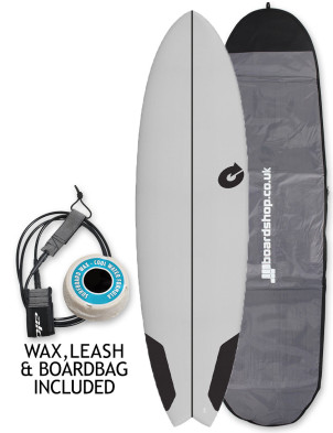 Torq Mod Fish EVA Soft Top Surfboard 6ft 6 Package - Grey Croc Skin