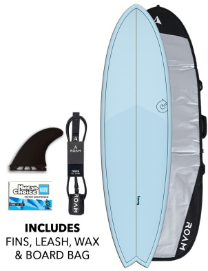 Torq Mod Fish Surfboard 6ft 6 Package - Laguna Arctic Blue