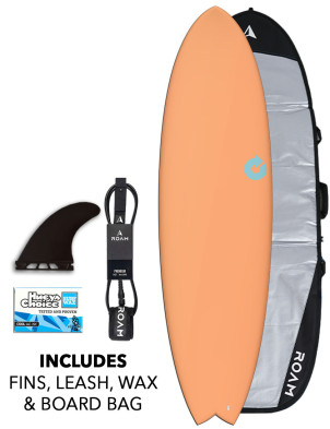 Torq Mod Fish Surfboard 5ft 11 Package - Pop Coral