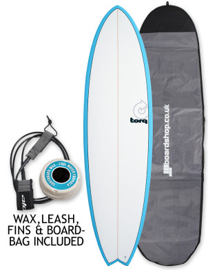 Torq Mod Fish surfboard 6ft 6 Package - Miami Blue