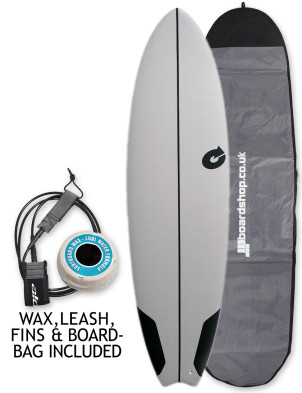 Torq Mod Fish EVA Soft Top Surfboard 6ft 6 Package - Grey Croc Skin