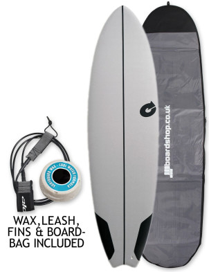 Torq Mod Fun EVA Soft Top Surfboard 6ft 8 Package - Grey Croc Skin
