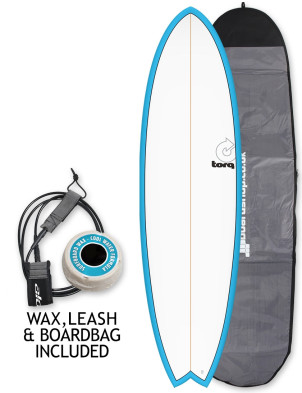 Torq Mod Fish surfboard 7ft 2 Package - Miami Blue