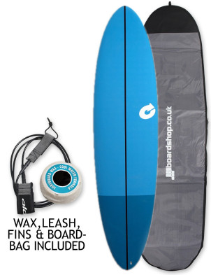 Torq Mod Fun EVA Soft Top Surfboard 7ft 6 Package - Light Blue Croc Skin