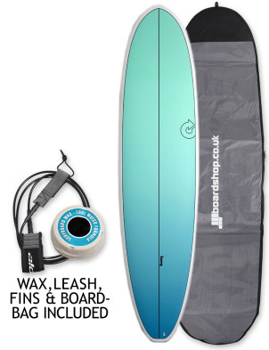 Torq Mod Fun V+ surfboard 8ft 2 Package - Seagreen Fade